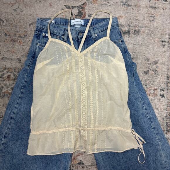 Vintage Abercrombie & Fitch Silk Blend Tank Hip Tie 2000s Preppy M - Picture 1 of 5